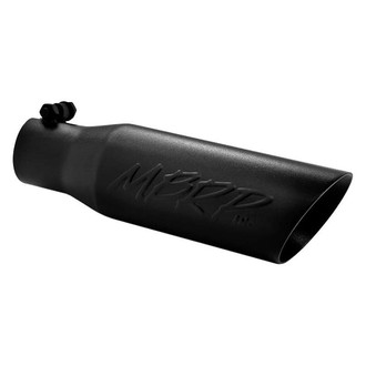 MBRP® - Stainless Steel Round Angle Cut Clamp-On Double-Wall Black Exhaust Tip (2.5" Inlet, 3.5" Outlet, 12" Length)