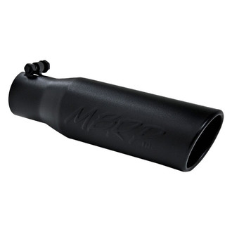 MBRP® - Stainless Steel Round Rolled Edge Angle Cut Clamp-On Black Exhaust Tip (2.5" Inlet, 3.5" Outlet, 12" Length)