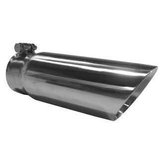 MBRP® - 304 SS Round Angle Cut Clamp-On Double-Wall Exhaust Tip (3" Inlet, 3.5" Outlet, 12" Length)