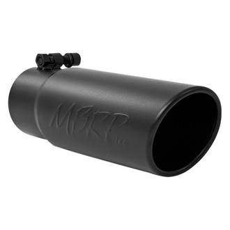 MBRP® - Stainless Steel Round Rolled Edge Angle Cut Clamp-On Black Exhaust Tip (3" Inlet, 3.5" Outlet, 10" Length)
