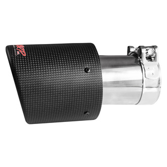 MBRP® - Round Angle Cut Clamp-On Double-Wall Carbon Fiber Exhaust Tip (2.5" Inlet, 4" Outlet, 7.7" Length)