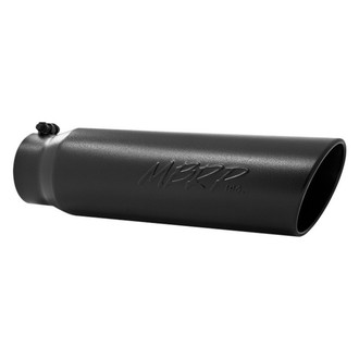 MBRP® - Stainless Steel Round Rolled Edge Angle Cut Clamp-On Black Exhaust Tip (4" Inlet, 5" Outlet, 18" Length)