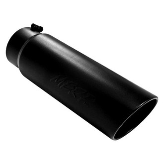 MBRP® - Stainless Steel Round Rolled Edge Angle Cut Clamp-On Black Exhaust Tip (5" Inlet, 6" Outlet, 18" Length)