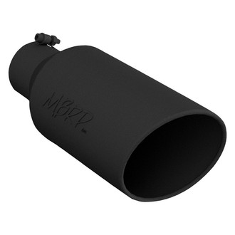 MBRP® - 304 SS Round Rolled Edge Angle Cut Clamp-On Black Exhaust Tip (4" Inlet, 7" Outlet, 18" Length)