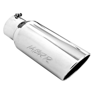 MBRP® - 304 SS Round Rolled Edge Angle Cut Clamp-On Polished Exhaust Tip (5" Inlet, 7" Outlet, 18" Length)