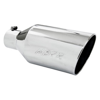 MBRP® - 304 SS Round Rolled Edge Angle Cut Clamp-On Polished Exhaust Tip (4" Inlet, 8" Outlet, 18" Length)