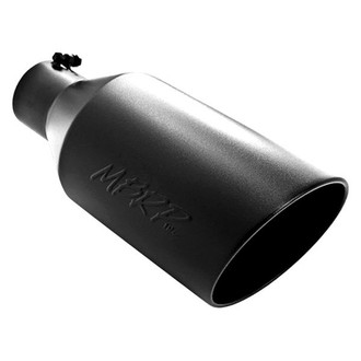 MBRP® - Stainless Steel Round Rolled Edge Angle Cut Clamp-On Black Exhaust Tip (4" Inlet, 8" Outlet, 18" Length)