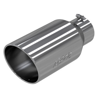 MBRP® - 304 SS Round Rolled Edge Angle Cut Clamp-On Polished Exhaust Tip (5" Inlet, 8" Outlet, 18" Length)