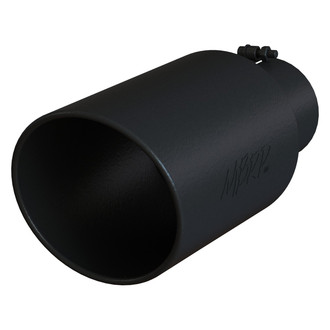 MBRP® - Stainless Steel Round Rolled Edge Angle Cut Clamp-On Black Exhaust Tip (5" Inlet, 8" Outlet, 18" Length)