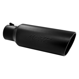 MBRP® - Stainless Steel Round Rolled Edge Angle Cut Clamp-On Black Exhaust Tip (4" Inlet, 6" Outlet, 18" Length)