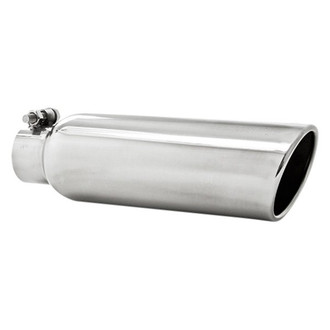 MBRP® - 304 SS Round Angle Cut Clamp-On Mirror Polished Exhaust Tip (2.25" Inlet, 3.5" Outlet, 12" Length)