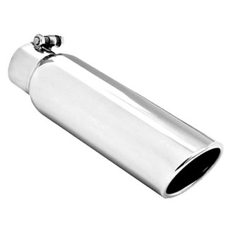 MBRP® - 304 SS Round Angle Cut Clamp-On Mirror Polished Exhaust Tip (2.5" Inlet, 3.5" Outlet, 12" Length)