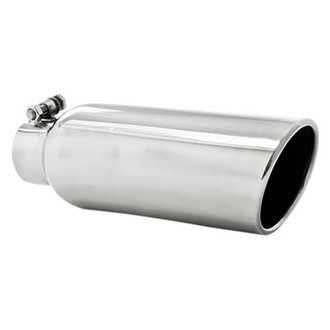 MBRP® - 304 SS Round Angle Cut Clamp-On Mirror Polished Exhaust Tip (2.5" Inlet, 4" Outlet, 12" Length)