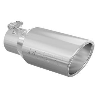 MBRP® - 304 SS Round Rolled Edge Angle Cut Clamp-On Polished Exhaust Tip (3" Inlet, 4" Outlet, 10" Length)