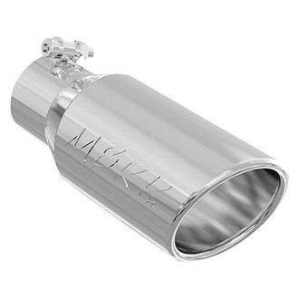 MBRP® - 304 SS Round Rolled Edge Angle Cut Clamp-On Polished Exhaust Tip (2.75" Inlet, 4" Outlet, 10" Length)
