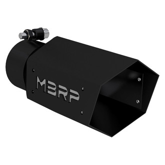 MBRP® - Stainless Steel Hexagonal Angle Cut Bolt-On Black Coated Exhaust Tip (3" Inlet, 4" Outlet, 10" Length)