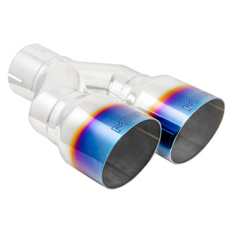 MBRP® - Pro Series™ 304 SS Driver Side Round Angle Cut Clamp-On Dual Burnt Exhaust Tip (2.5" Inlet, 3.5" Outlet, 9.5" Length)
