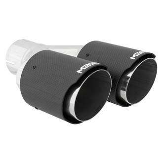 MBRP® - 304 SS Driver Side Staggered Round Dual Carbon Fiber Exhaust Tip (2.5" Inlet, 3.5" Outlet, Left 8.95"/ Right 9.45" Length)