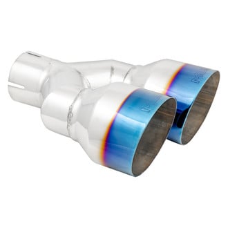 MBRP® - Pro Series™ 304 SS Driver Side Round Angle Cut Clamp-On Dual Burnt Exhaust Tip (2.5" Inlet, 4" Outlet, 9.55" Length)