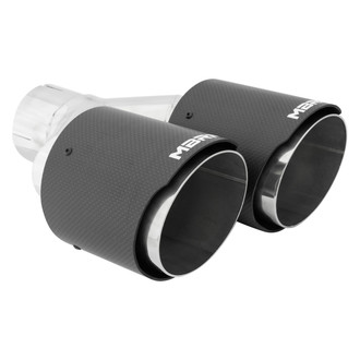 MBRP® - 304 SS Driver Side Staggered Round Dual Carbon Fiber Exhaust Tip (2.5" Inlet, 4" Outlet, Left 9"/ Right 9.5" Length)