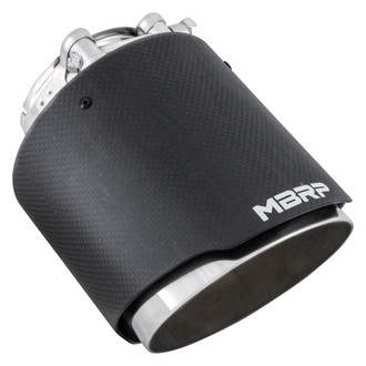 MBRP® - 304 SS Round Angle Cut Clamp-On Double-Wall Carbon Fiber Exhaust Tip (3" Inlet, 5" Outlet, 6.13" Length)
