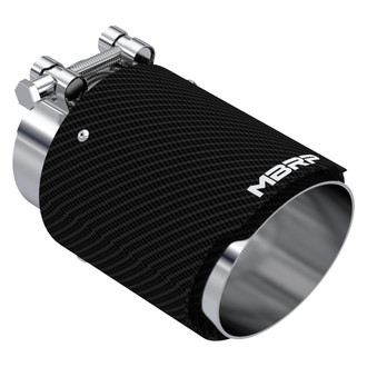 MBRP® - Armor Pro™ 304 SS Round Angle Cut Clamp-On Carbon Fiber Exhaust Tip (3" Inlet, 4" Outlet, 6.13" Length)