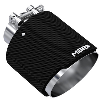 MBRP® - Armor Pro™ 304 SS Round Angle Cut Clamp-On Carbon Fiber Exhaust Tip (2.5" Inlet, 5" Outlet, 6.5" Length)
