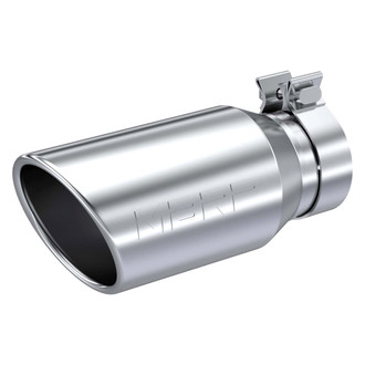 MBRP® - Armor Pro™ 304 SS Round Rolled Edge Angle Cut Clamp-On Single-Wall Polished Exhaust Tip (3.2" Inlet, 4.5" Outlet, 10" Length)