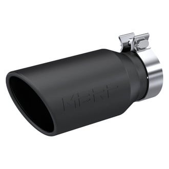 MBRP® T5196BLK - Armor BLK™ 304 SS Round Rolled Edge Angle Cut Clamp-On Single-Wall Black Coated Exhaust Tip (3.2" Inlet, 4.5" Outlet, 10" Length)
