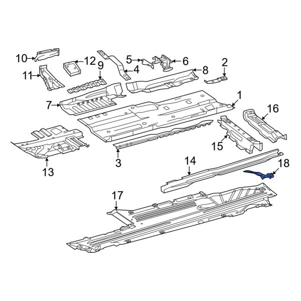 Floor Pan Splash Shield Bracket