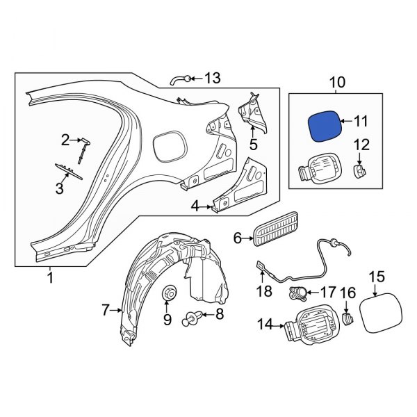 MercedesBenz OE 2067571700 Rear Fuel Filler Door