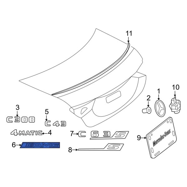 MercedesBenz OE 2068171600 Rear Deck Lid Emblem