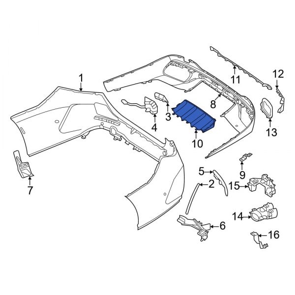 Mercedes-Benz OE 2068856203 - Rear Center Bumper Trim