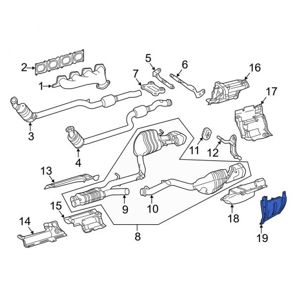MercedesBenz OE 2126800222 Right Outer Exhaust Resonator Heat Shield