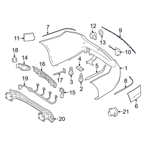 Mercedes-Benz OE 2078852421 - Rear Center Bumper Trim