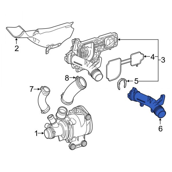 MercedesBenz OE 2562033900 Engine Water Pump Outlet Pipe