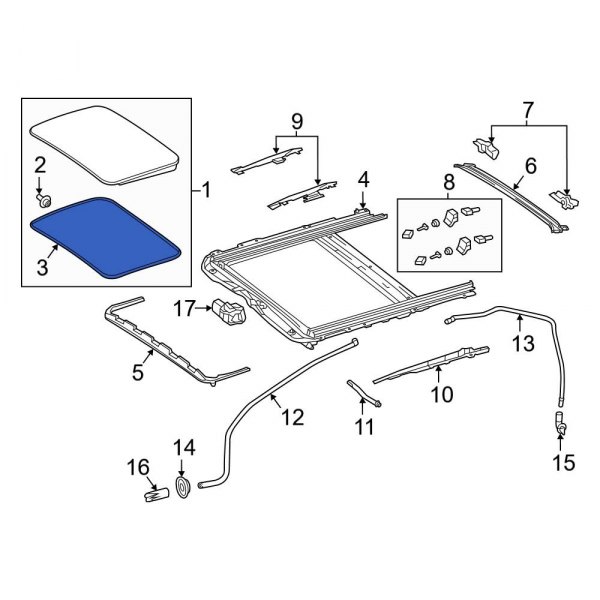 MercedesBenz OE 2057800098 Sunroof Glass Seal