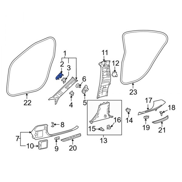 Body A-Pillar Trim Panel Cap