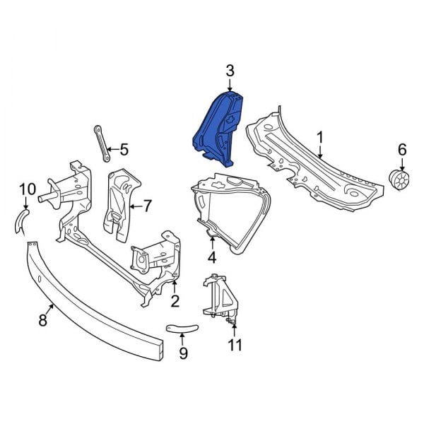 Mercedes-Benz OE 2516200491 - Front Right Radiator Support Side Panel