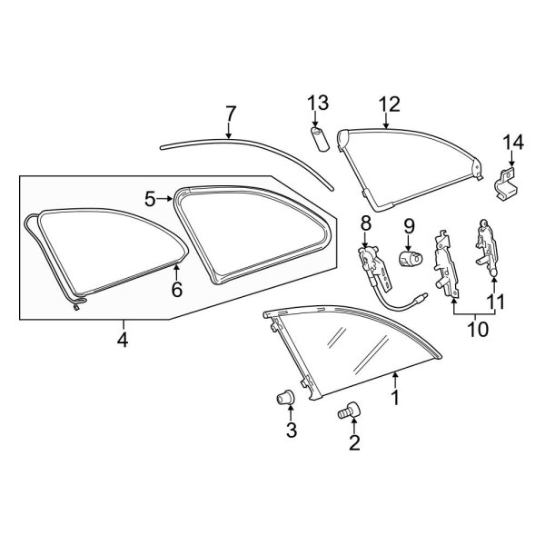 MercedesBenz OE 2516701939 Left Outer Quarter Glass Seal