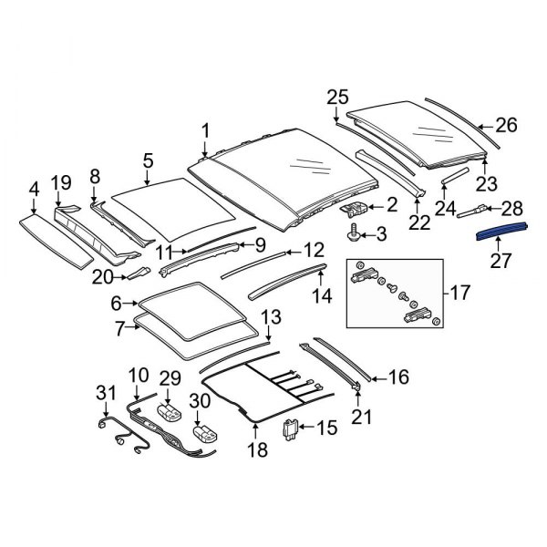 MercedesBenz OE 1567800079 Left Sunroof Molding