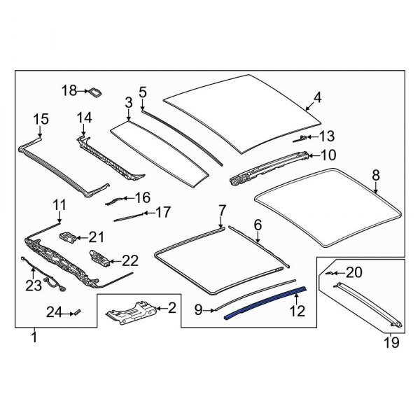 Mercedes Benz Oe 2476909202 Right Sunroof Molding