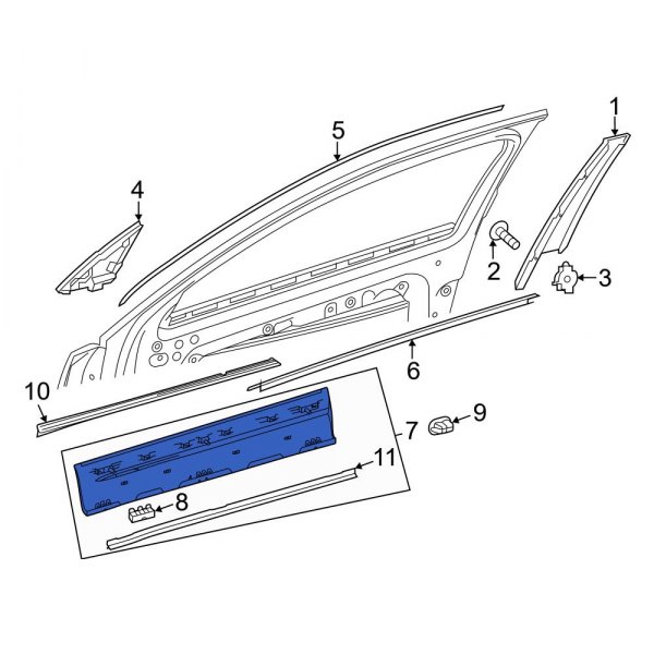 Joint vitre - inférieure et latérale - Mercedes-Benz - Trac 65/70, 700,  800, 900, 1000, 1100, 1300, 1400, 1500, 1600, 1800