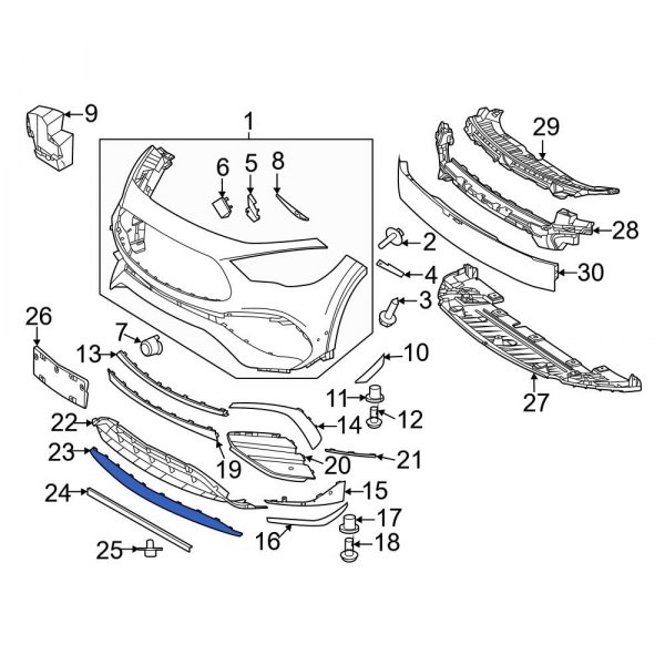 Mercedes Benz Oe 2478856606 Front Lower Center Bumper Trim