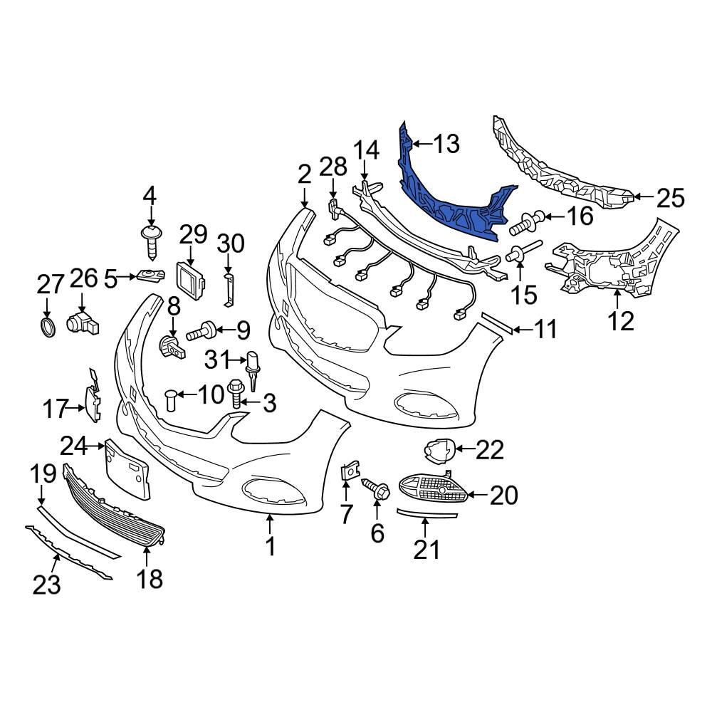 Mercedes Benz Oe 2128855065 Front Upper Center Bumper Cover Reinforcement