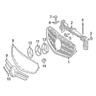 Mercedes-Benz OE - Front Bumper & Grille - Grille & Components (With Center Grille Emblem)