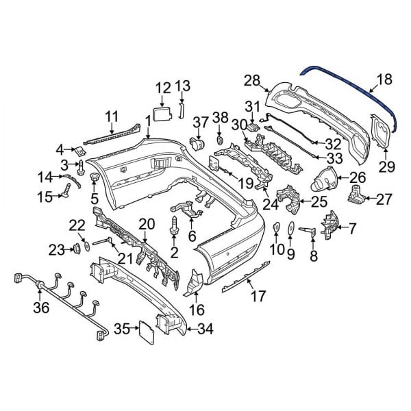 Mercedes-Benz OE 2078852421 - Rear Center Bumper Trim