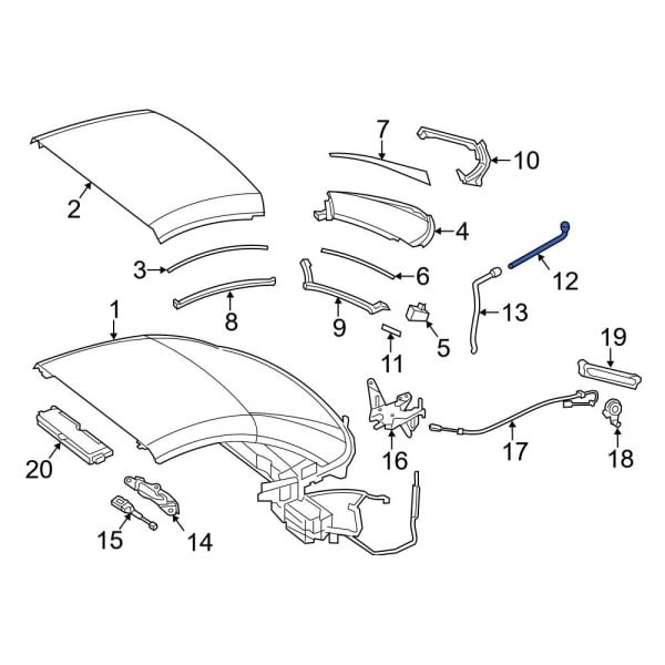 Mercedes-Benz OE 2316390094 - Upper Convertible Top Stowage Compartment ...