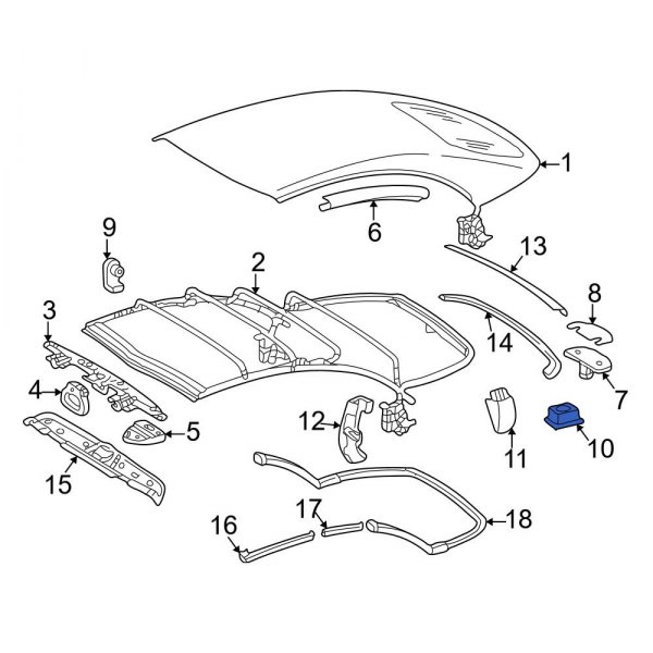 MercedesBenz OE 2087740341 Rear Convertible Top Stowage Compartment Stop