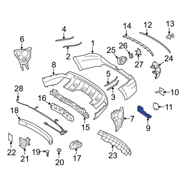 Mercedes-Benz OE 1648803014 - Rear Bumper Cover Support Rail